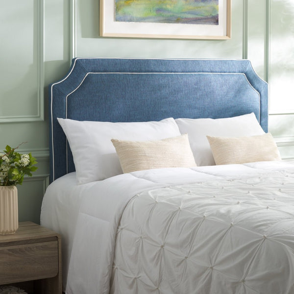 Safavieh DANE Queen Headboard in Navy with White Piping – Elegant Design for a Stylish Bedroom Upgrade MCR4686C