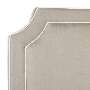 Safavieh DANE Queen Headboard - Elegant Oyster Grey Upholstery with White Piping for Modern Bedrooms MCR4686D