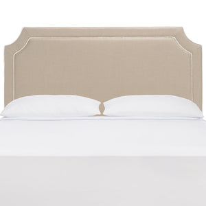 Safavieh DANE Queen Headboard - Elegant Oyster Grey Upholstery with White Piping for Modern Bedrooms MCR4686D
