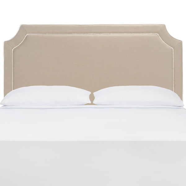 Safavieh DANE Queen Headboard - Elegant Oyster Grey Upholstery with White Piping for Modern Bedrooms MCR4686D