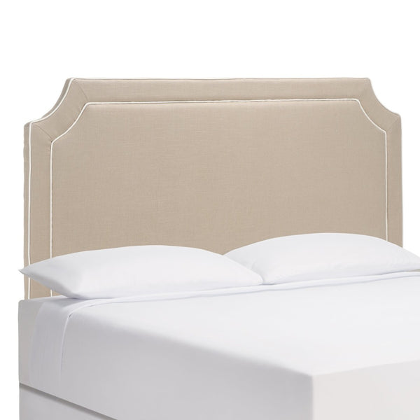 Safavieh DANE Queen Headboard - Elegant Oyster Grey Upholstery with White Piping for Modern Bedrooms MCR4686D