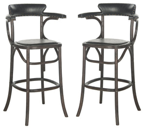 Safavieh Kenny Bar Stool With Brass Nail Heads – Timeless Oak Design For Kitchen, Home Bar & Game Room Charm MCR4687A
