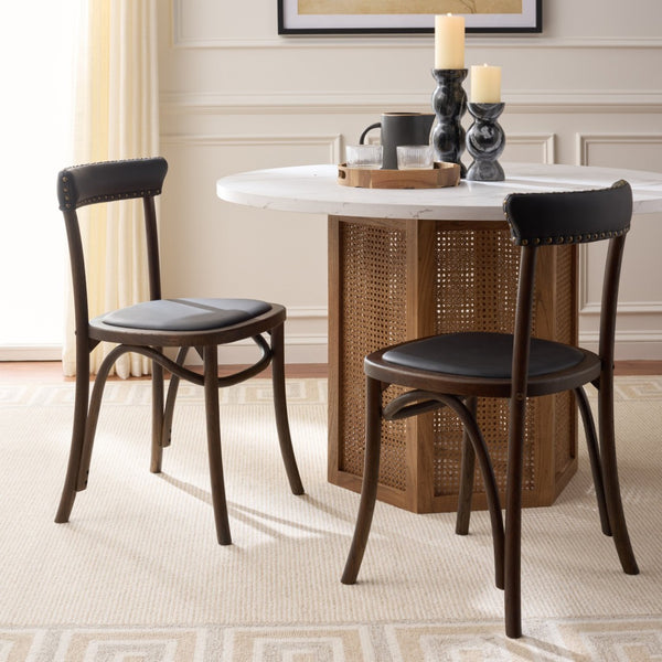 Safavieh KENNY Side Chairs - Vintage-Inspired Antique Black with Oak Accents for Stylish Dining & Comfort MCR4688A-SET2