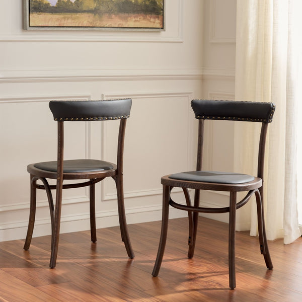 Safavieh KENNY Side Chairs - Vintage-Inspired Antique Black with Oak Accents for Stylish Dining & Comfort MCR4688A-SET2