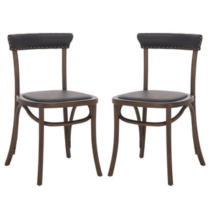 Safavieh KENNY Side Chairs - Vintage-Inspired Antique Black with Oak Accents for Stylish Dining & Comfort MCR4688A-SET2
