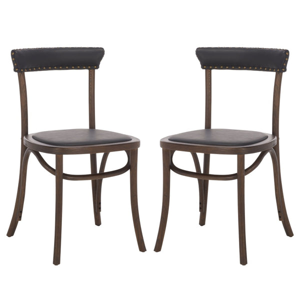 Safavieh KENNY Side Chairs - Vintage-Inspired Antique Black with Oak Accents for Stylish Dining & Comfort MCR4688A-SET2