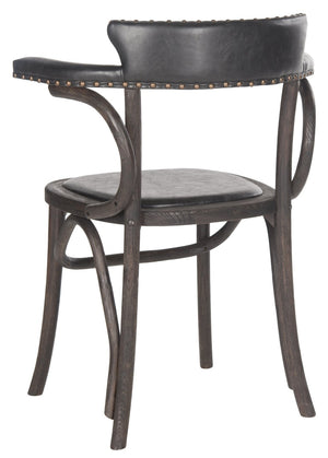 Safavieh Kenny Vintage-Inspired 19''H Arm Chair With Brass Nail Heads And Faux Leather For Dining Spaces MCR4689A