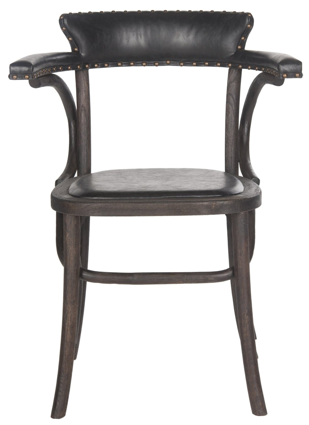 Safavieh Kenny Vintage-Inspired 19''H Arm Chair With Brass Nail Heads And Faux Leather For Dining Spaces MCR4689A