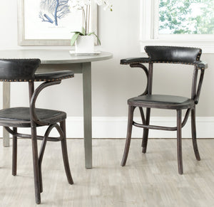 Safavieh Kenny Vintage-Inspired 19''H Arm Chair With Brass Nail Heads And Faux Leather For Dining Spaces MCR4689A