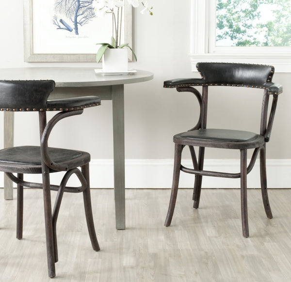 Safavieh Kenny Vintage-Inspired 19''H Arm Chair With Brass Nail Heads And Faux Leather For Dining Spaces MCR4689A
