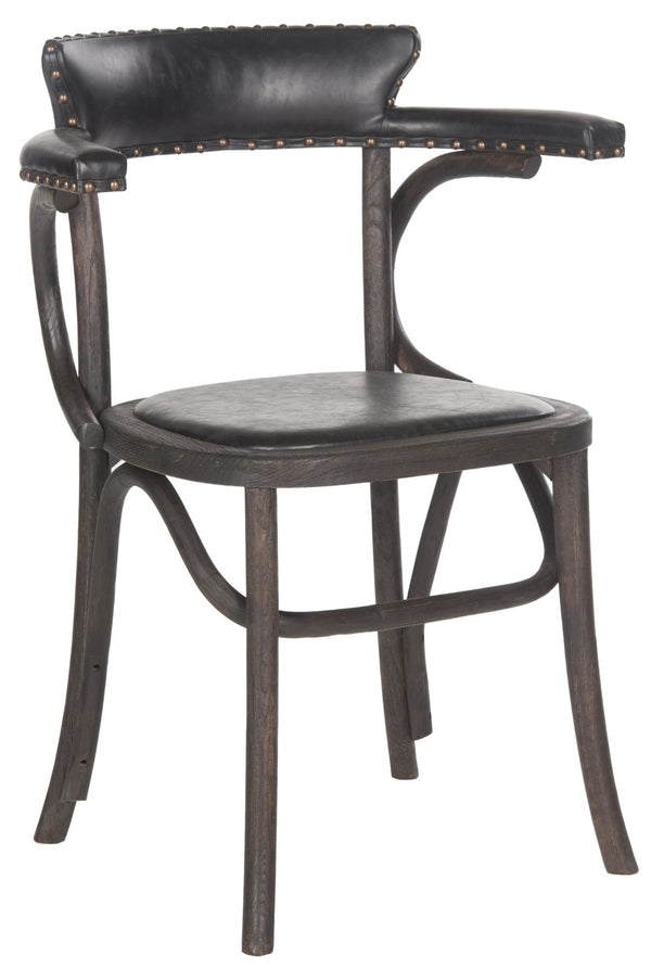 Safavieh Kenny Vintage-Inspired 19''H Arm Chair With Brass Nail Heads And Faux Leather For Dining Spaces MCR4689A