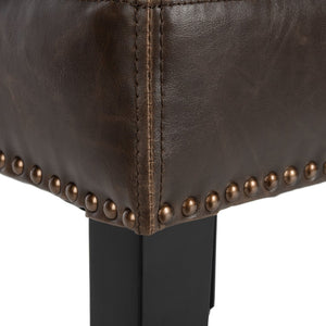 Safavieh Desa 21"H Arm Chair - Antique Brown Leather With Brass Nail Heads For Chic Dining & Lounge Style MCR4691A