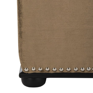 Safavieh Arturo Storage Ottoman - Luxe Velvet Design With Hidden Storage & Elegant Silver Nail-Head Accents Gold/Olive/Black MCR4694A