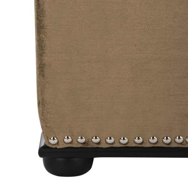 Safavieh Arturo Storage Ottoman - Luxe Velvet Design With Hidden Storage & Elegant Silver Nail-Head Accents Gold/Olive/Black MCR4694A