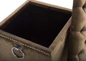 Safavieh Arturo Storage Ottoman - Luxe Velvet Design With Hidden Storage & Elegant Silver Nail-Head Accents Gold/Olive/Black MCR4694A