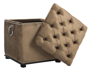 Safavieh Arturo Storage Ottoman - Luxe Velvet Design With Hidden Storage & Elegant Silver Nail-Head Accents Gold/Olive/Black MCR4694A