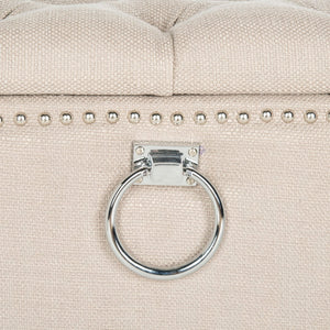 Safavieh Arturo Storage Ottoman - With Silver Nail Heads  Biscuit Beige MCR4694B