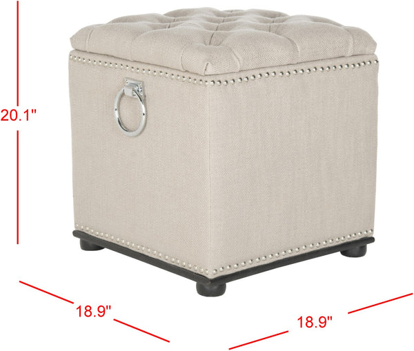 Safavieh Arturo Storage Ottoman - With Silver Nail Heads  Biscuit Beige MCR4694B