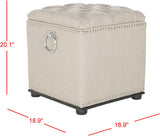 Safavieh Arturo Storage Ottoman - With Silver Nail Heads  Biscuit Beige MCR4694B