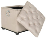 Safavieh Arturo Storage Ottoman - With Silver Nail Heads  Biscuit Beige MCR4694B