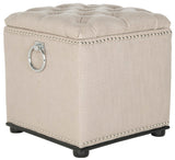 Safavieh Arturo Storage Ottoman - With Silver Nail Heads  Biscuit Beige MCR4694B