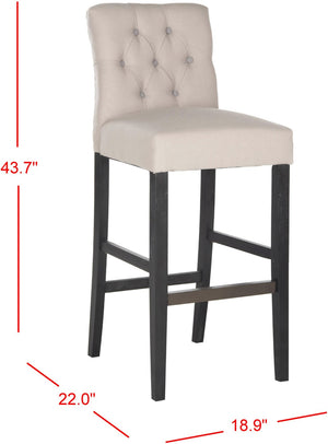 Safavieh Tiffany Tufted Bar Stool - Modern Elegance With Plush Upholstery & Sturdy Birch Legs For Comfort MCR4695A