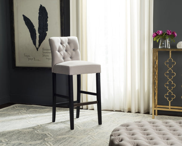 Safavieh Tiffany Tufted Bar Stool - Modern Elegance With Plush Upholstery & Sturdy Birch Legs For Comfort MCR4695A
