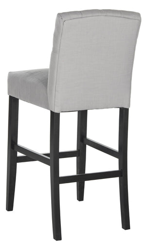 Safavieh Maisie Tufted Bar Stool - Elegant Grey Upholstery & Espresso Legs For Timeless Comfort & Style MCR4697B