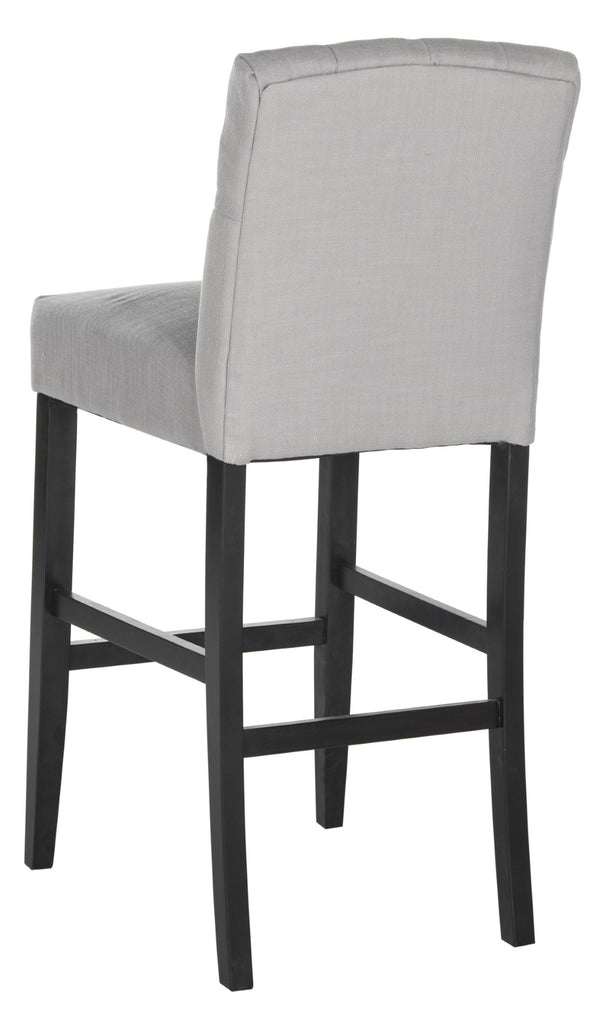 Safavieh Maisie Tufted Bar Stool - Elegant Grey Upholstery & Espresso Legs For Timeless Comfort & Style MCR4697B