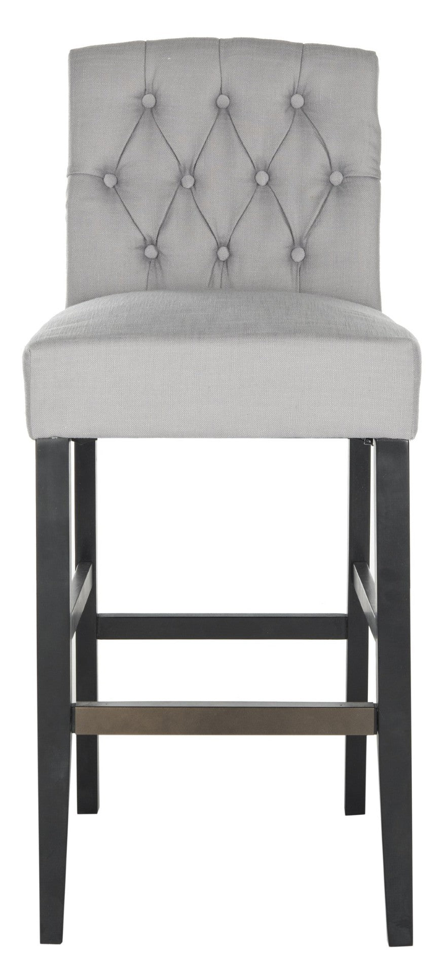 Safavieh Maisie Tufted Bar Stool - Elegant Grey Upholstery & Espresso Legs For Timeless Comfort & Style MCR4697B