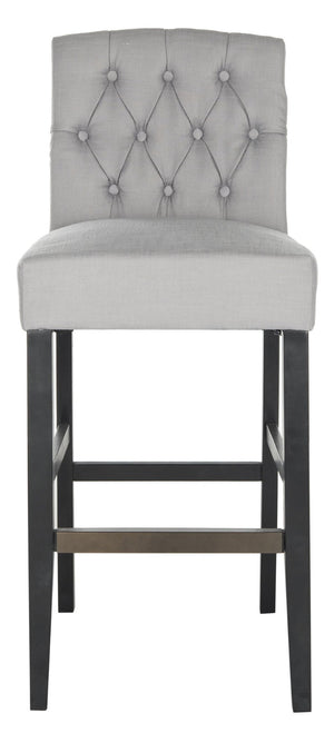 Safavieh Maisie Tufted Bar Stool - Elegant Grey Upholstery & Espresso Legs For Timeless Comfort & Style MCR4697B