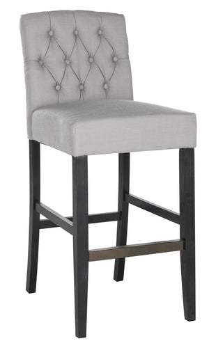 Safavieh Maisie Tufted Bar Stool - Elegant Grey Upholstery & Espresso Legs For Timeless Comfort & Style MCR4697B
