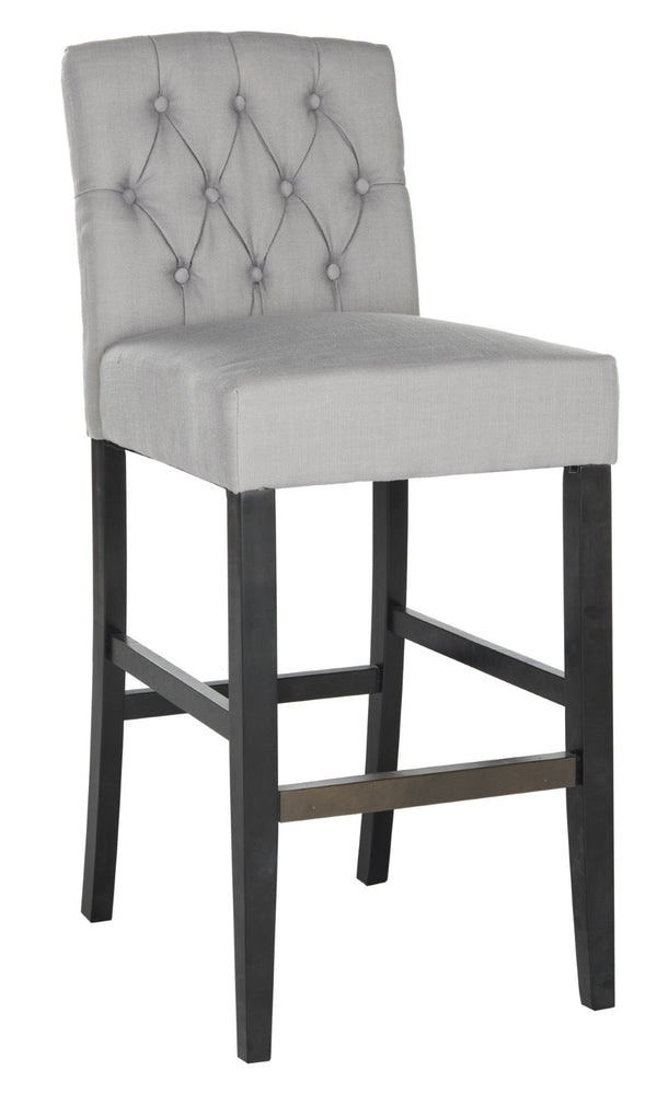 Safavieh Maisie Tufted Bar Stool - Elegant Grey Upholstery & Espresso Legs For Timeless Comfort & Style MCR4697B