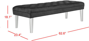 Safavieh Abrosia Tufted Bench - Luxurious Cotton Blend Upholstery With Acrylic Legs For Modern Glam Decor Black MCR4699B