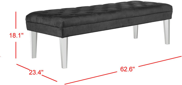 Safavieh Abrosia Tufted Bench - Luxurious Cotton Blend Upholstery With Acrylic Legs For Modern Glam Decor Black MCR4699B