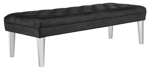 Safavieh Abrosia Tufted Bench - Luxurious Cotton Blend Upholstery With Acrylic Legs For Modern Glam Decor Black MCR4699B