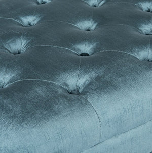 Safavieh Abrosia Tufted Bench - Luxurious Cotton Blend Upholstery With Acrylic Legs For Modern Glam Decor Cyan MCR4699C