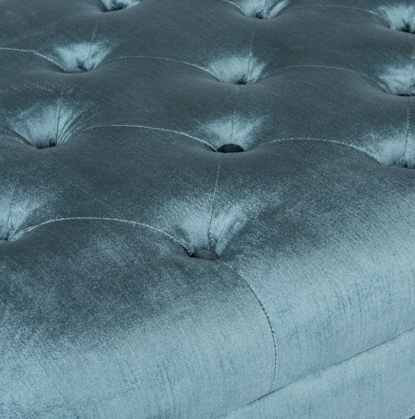 Safavieh Abrosia Tufted Bench - Luxurious Cotton Blend Upholstery With Acrylic Legs For Modern Glam Decor Cyan MCR4699C