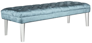 Safavieh Abrosia Tufted Bench - Luxurious Cotton Blend Upholstery With Acrylic Legs For Modern Glam Decor Cyan MCR4699C