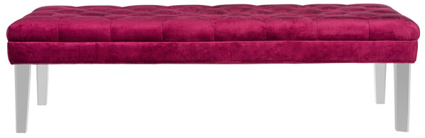 Safavieh Abrosia Tufted Bench - Luxurious Cotton Blend Upholstery With Acrylic Legs For Modern Glam Decor Red MCR4699E