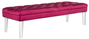 Safavieh Abrosia Tufted Bench - Luxurious Cotton Blend Upholstery With Acrylic Legs For Modern Glam Decor Red MCR4699E
