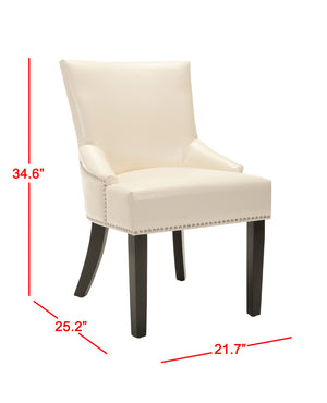 Safavieh Lotus Dining Chair - Elegant Leather Design For Modern Homes, Perfect For Stylish Dining Spaces Flat Cream  Mcr4700b