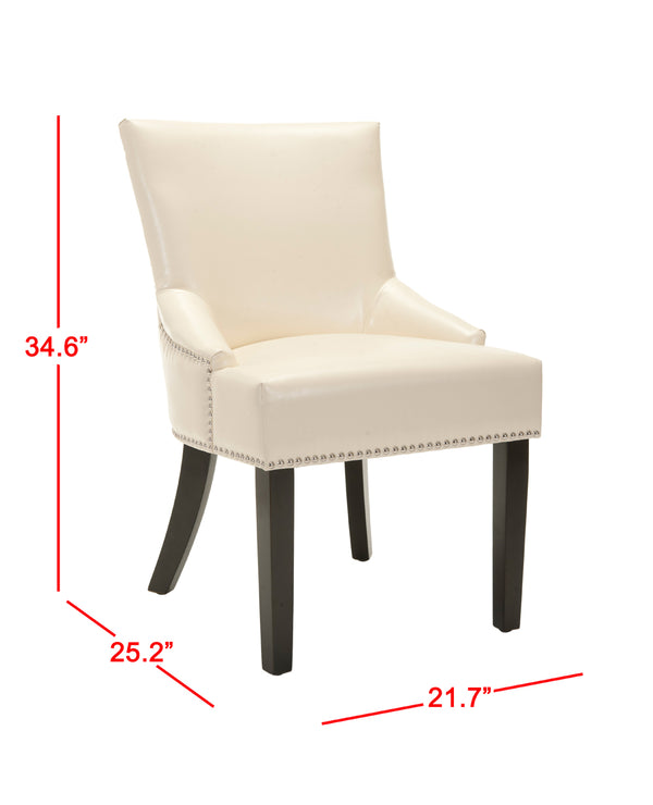 Safavieh Lotus Dining Chair - Elegant Leather Design For Modern Homes, Perfect For Stylish Dining Spaces Flat Cream  Mcr4700b