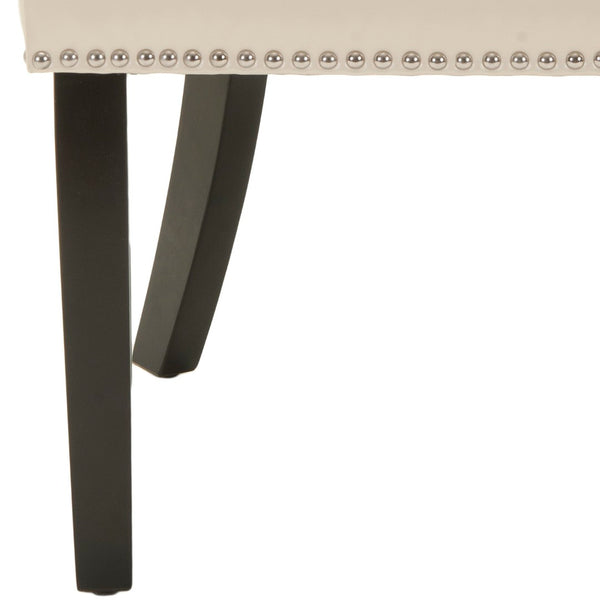 Safavieh LOTUS Contemporary Dining Chairs in Flat Cream Leather - Stylish Comfort with Rustic Black Legs MCR4700B-SET2