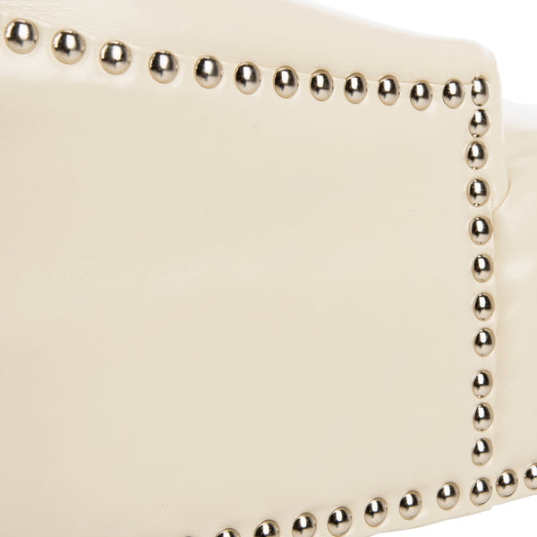 Safavieh Lotus Dining Chair - Elegant Leather Design For Modern Homes, Perfect For Stylish Dining Spaces Flat Cream  Mcr4700b