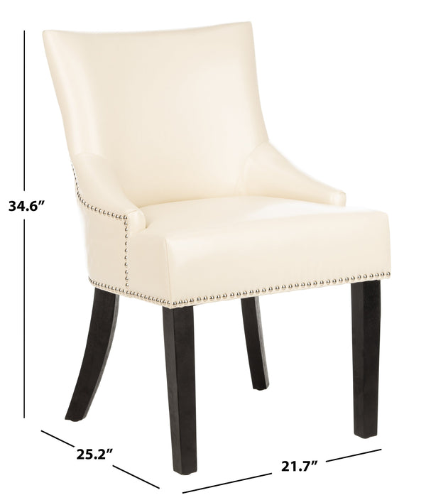 Safavieh Lotus Dining Chair - Elegant Leather Design For Modern Homes, Perfect For Stylish Dining Spaces Flat Cream  Mcr4700b