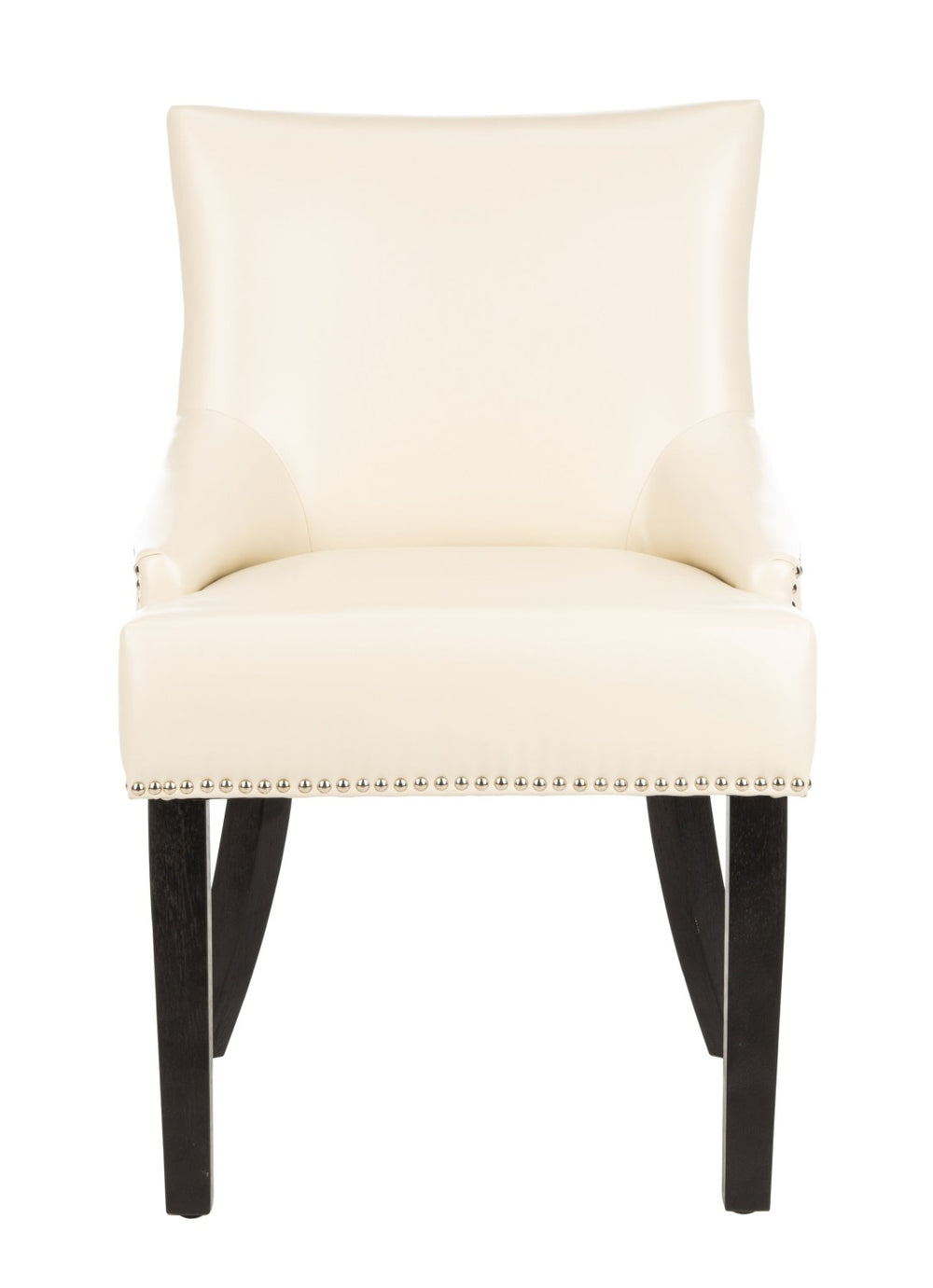 Safavieh LOTUS Contemporary Dining Chairs in Flat Cream Leather - Stylish Comfort with Rustic Black Legs MCR4700B-SET2