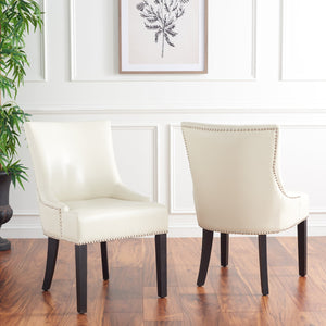 Safavieh Lotus Dining Chair - Elegant Leather Design For Modern Homes, Perfect For Stylish Dining Spaces Flat Cream  Mcr4700b