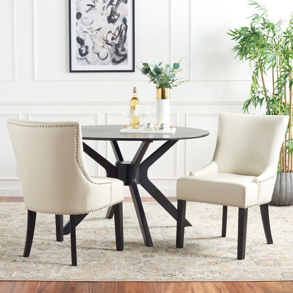 Safavieh Lotus Dining Chair - Elegant Leather Design For Modern Homes, Perfect For Stylish Dining Spaces Flat Cream  Mcr4700b