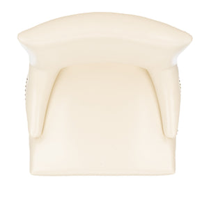 Safavieh Lotus Dining Chair - Elegant Leather Design For Modern Homes, Perfect For Stylish Dining Spaces Flat Cream  Mcr4700b